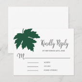 Green Autum Maple Leaf Wedding RSVP Card Karte (Vorne/Hinten)
