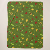 Green Autumn Pattern Sherpa Blanket Sherpadecke (Vorderseite)