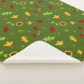 Green Autumn Pattern Sherpa Blanket Sherpadecke (3/4)