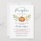 Green Autumn Pumpkin Fall Baby Shower Einladung (Vorderseite)