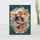 Green Autumnal Florals Erntedank Foto Karte (Vorderseite)