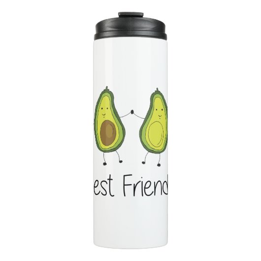 Green Avocado Cartoon Freundschaft Image Friendshi Thermosbecher (Vorderseite)