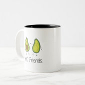 Green Avocado Cartoon Freundschaft Image Friendshi Zweifarbige Tasse (Vorderseite Links)