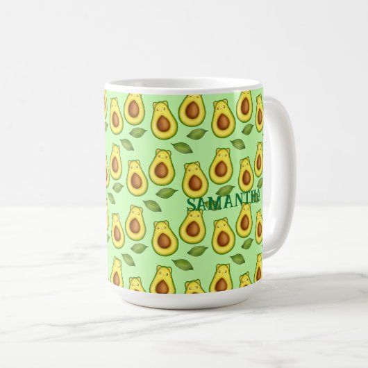 Green Avocado Cat Kaffeetasse (VorderseiteRechts)