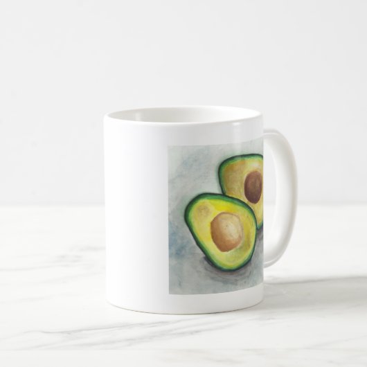 Green Avocado Cut in Halbfarbe Kaffeetasse (VorderseiteRechts)