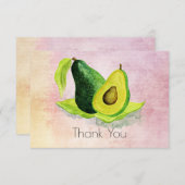 Green Avocado Frucht in Wasserfarben Danke (Vorne/Hinten)