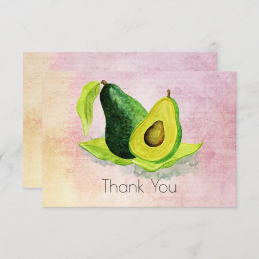 Green Avocado Frucht in Wasserfarben Danke (Vorne/Hinten)