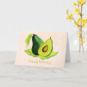 Green Avocado Frucht in Wasserfarben Happy Birthda Karte (Gelbe Blume)