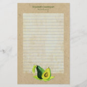 Green Avocado Still Life Frucht in Aquarell Lined Briefpapier (Vorderseite)