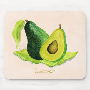 Green Avocado Still Life Frucht in Wasserfarben Mousepad