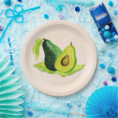 Green Avocado Still Life Frucht in Wasserfarben Pappteller (Party)