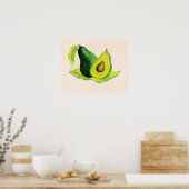 Green Avocado Still Life Frucht in Wasserfarben Poster (Küche)