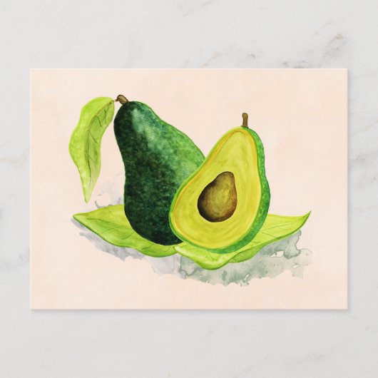 Green Avocado Still Life Frucht in Wasserfarben Postkarte (Vorderseite)