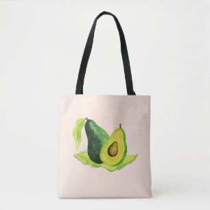 Green Avocado Still Life Frucht in Wasserfarben Tasche