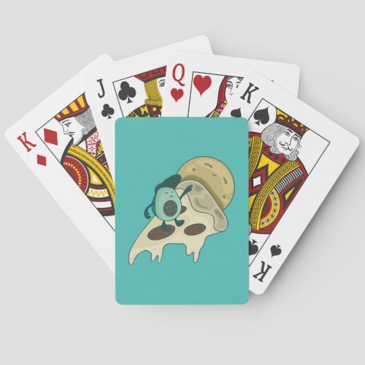 Green Avocado Surfen auf einer Pizzaseite Spielkarten (Rückseite)