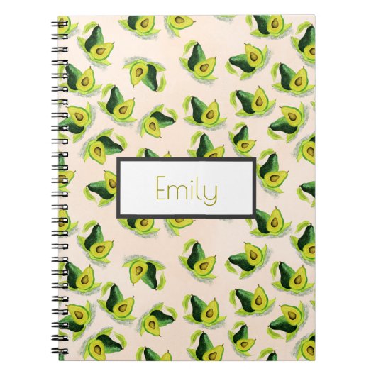 Green Avocados Wasserfarbmuster Personalisiert Notizblock (Vorderseite)