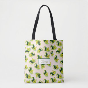 Green Avocados Wasserfarbmuster Tasche