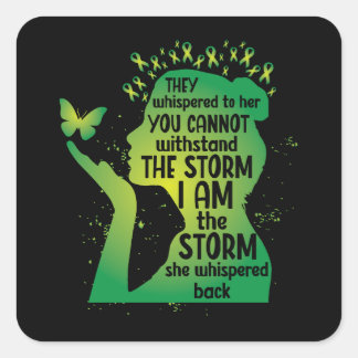 Green Awareness Butterfly Mental Health Quadratischer Aufkleber