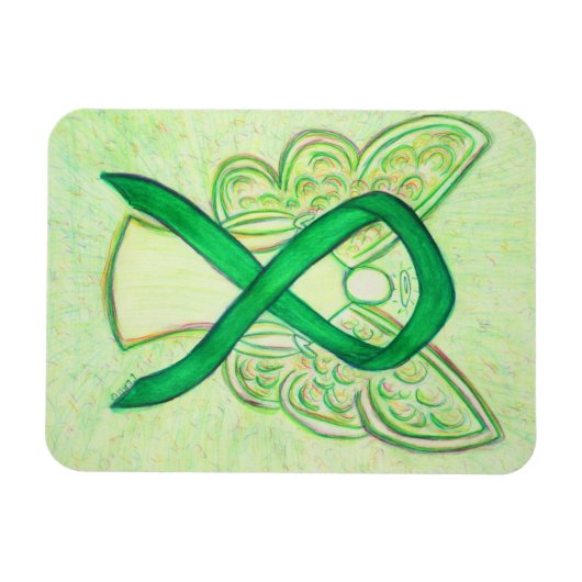 Green Awareness Ribbon Angel Art Custom Magnet (Horizontal)