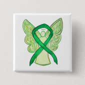 Green Awareness Ribbon Angel Custom Art Buttone Button (Vorderseite)