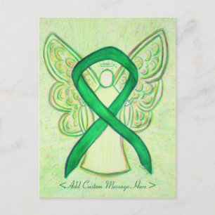 Green Awareness Ribbon Angel Custom Postcard Postkarte
