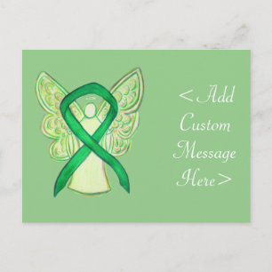 Green Awareness Ribbon Angel Custom Postcard Postkarte