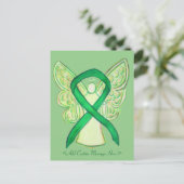Green Awareness Ribbon Angel Custom Postcard Postkarte (Stehend Vorderseite)
