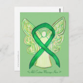 Green Awareness Ribbon Angel Custom Postcard Postkarte (Vorne/Hinten)