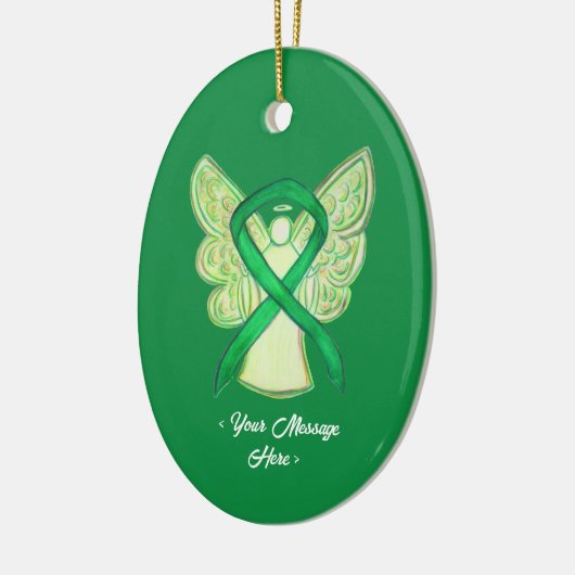Green Awareness Ribbon Angel Pendant Ornament (Links)