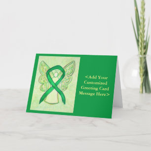 Green Awareness Ribbon Angel Personalisiert Cards Karte
