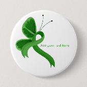 Green Awareness Ribbon Butterfly Button (Vorderseite)