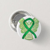 Green Awareness-Ribbon-Engel-Button für psychische Button (Vorne & Hinten)