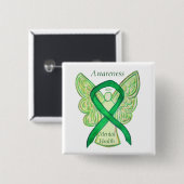 Green Awareness-Ribbon-Engel-Button für psychische Button (Vorne & Hinten)