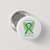 Green Awareness-Ribbon-Engel-Button für psychische Button (Vorne & Hinten)