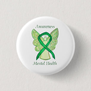 Green Awareness-Ribbon-Engel-Button für psychische Button