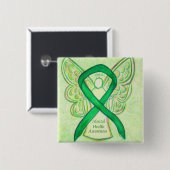 Green Awareness-Ribbon-Engel-Button für psychische Button (Vorne & Hinten)