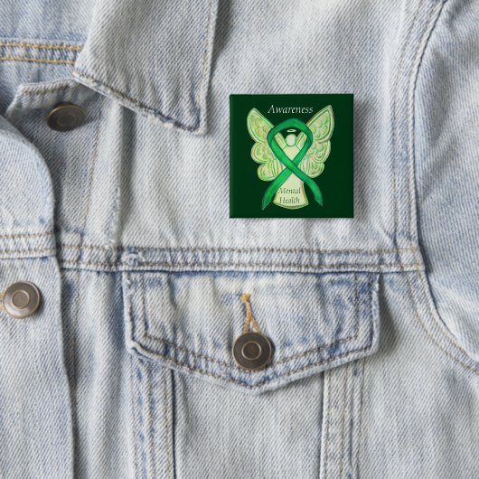 Green Awareness-Ribbon-Engel-Button für psychische Button (Beispiel)