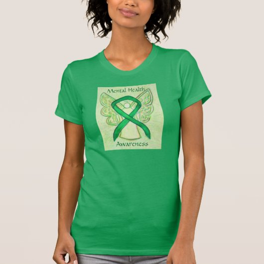 Green Awareness-Ribbon-Engel-Shirt für psychische  T-Shirt (Vorderseite)