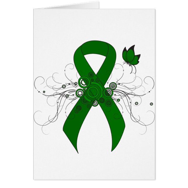 Green Awareness Ribbon mit Butterfly (Vorne)