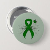 Green Awareness Ribbon mit Butterfly Button (Vorne & Hinten)