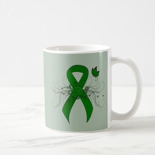 Green Awareness Ribbon mit Butterfly Kaffeetasse (Rechts)
