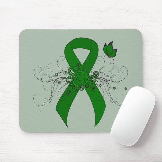 Green Awareness Ribbon mit Butterfly Mousepad (Mit Mouse)