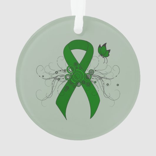 Green Awareness Ribbon mit Butterfly Ornament (Rückseite)
