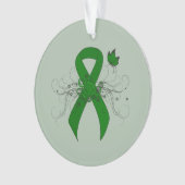 Green Awareness Ribbon mit Butterfly Ornament (Vorderseite)