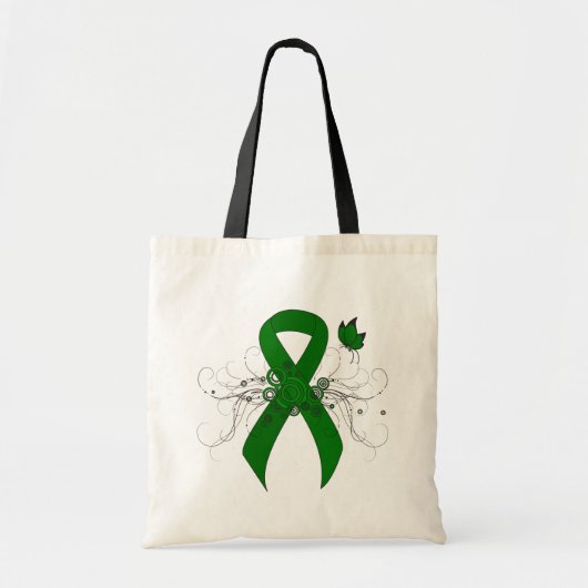 Green Awareness Ribbon mit Butterfly Tragetasche (Vorne)
