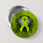 Green Awareness Ribbon mit Flügeln Button (Vorne & Hinten)