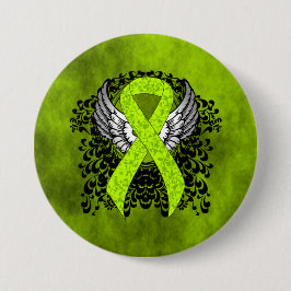 Green Awareness Ribbon mit Flügeln Button