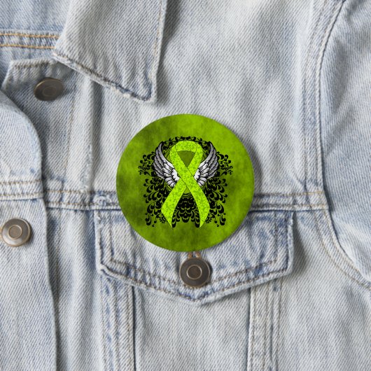 Green Awareness Ribbon mit Flügeln Button (Beispiel)