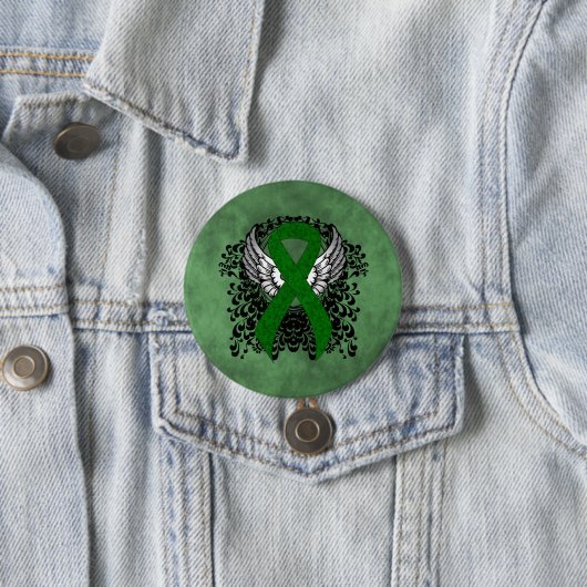Green Awareness Ribbon mit Flügeln Button (Beispiel)