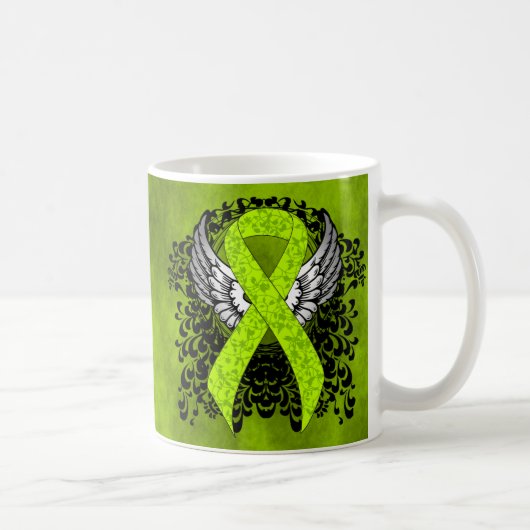 Green Awareness Ribbon mit Flügeln Kaffeetasse (Rechts)